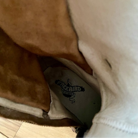 Freebird Reese Brown and Cream Leather Tall Lace Back Knee Height Boots - Picture 8 of 10